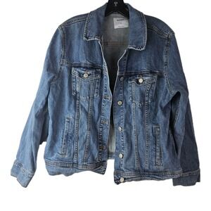 Old Navy‎ Jacket Womens XL Blue Long Sleeve Button Up Stretch Denim